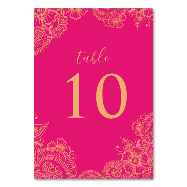 Mehndi Wedding Table Number (Front)
