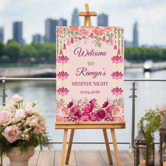 mehndi welcome sign, indian wedding sign, mendhi poster