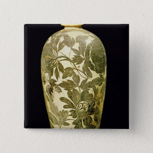 Mei P'ing vase with a black floral decoration 2 Inch Square Button