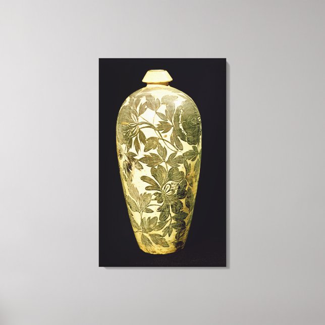 Mei P'ing vase with a black floral decoration Canvas Print (Front)
