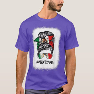 Meican Flag Mom Bun LATIN Meico Hispanic Heritage T-Shirt