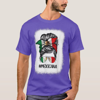 Meican Flag Mom Bun LATIN Meico Hispanic Heritage T-Shirt