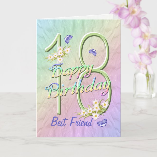 Meilleur Ami 18e Anniversaire Papillon Carte de Ja (Orchidée)