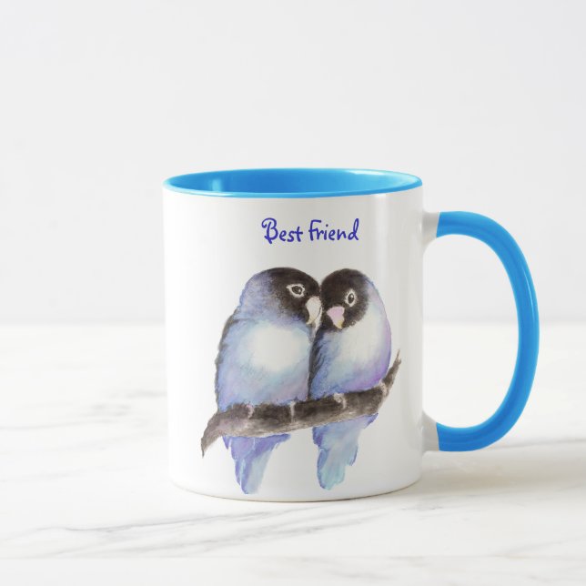 Meilleur Ami, Inséparables Bleus, Mug Nature (Droite)
