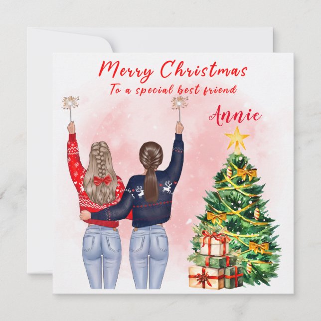 Meilleur Ami Personnalisé Bestie Carte de Noël (Devant)