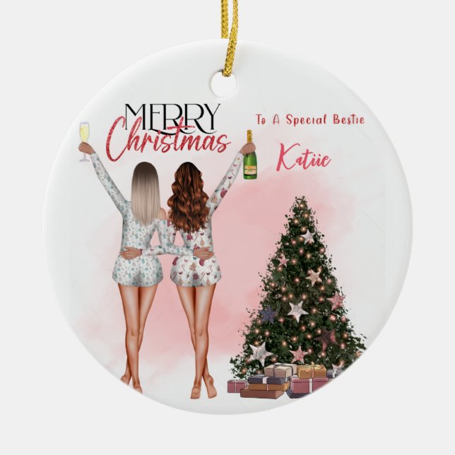 Meilleur Ami Personnalisé Bestie Ornement de Noël (Devant)