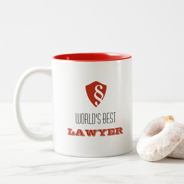 Meilleur avocat au monde, avocat à Law Shield Mug (Avec donut)