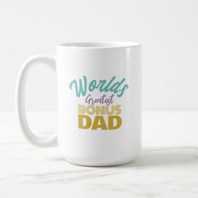 Meilleur Bonus Papa Blanc Café Mug du monde (Gauche)