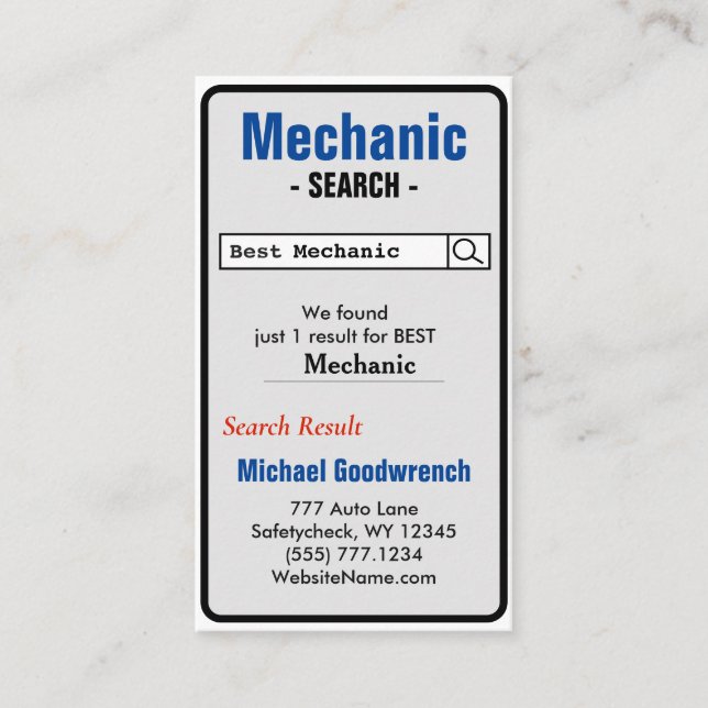 Meilleur Carte de visite mécanique (Devant)