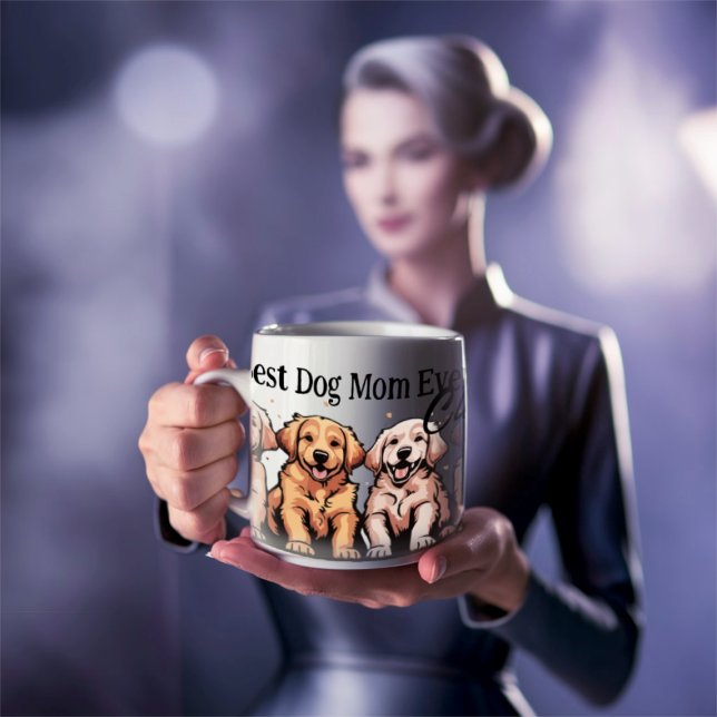 "Meilleur chien maman/papa jamais" cadeau Mug pers (Best dog mom ever retriever puppies)