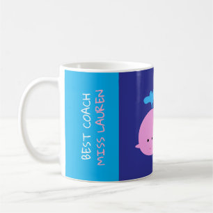 Meilleur Coach Mug avec nom, Mignonne Whale Coffee