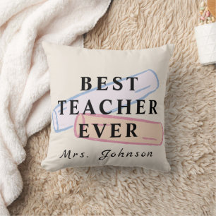 Meilleur Enseignant Jamais – Coussin avec Nom Pers