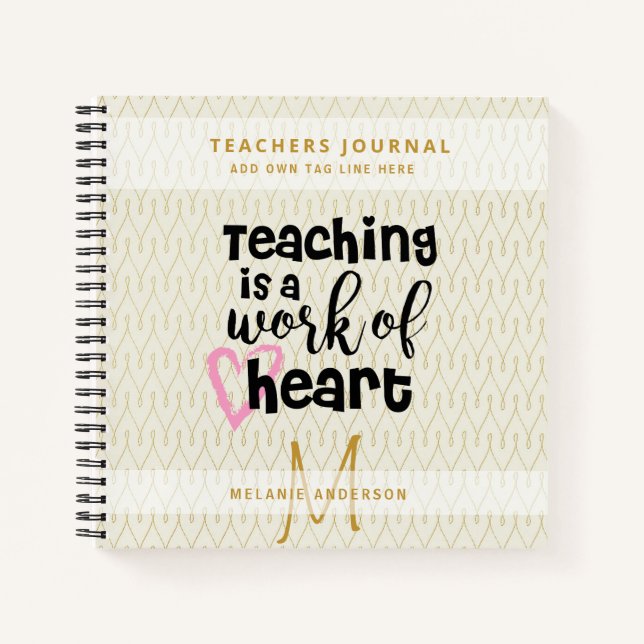 MEILLEUR ENSEIGNANT JAMAIS Monogram Journal Merci (Devant)