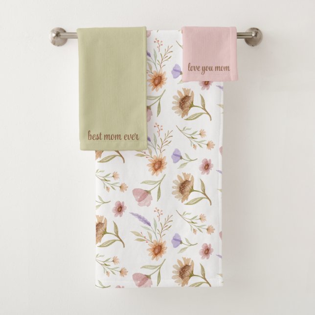 Meilleur ensemble de serviettes florales pour mama (En situation)