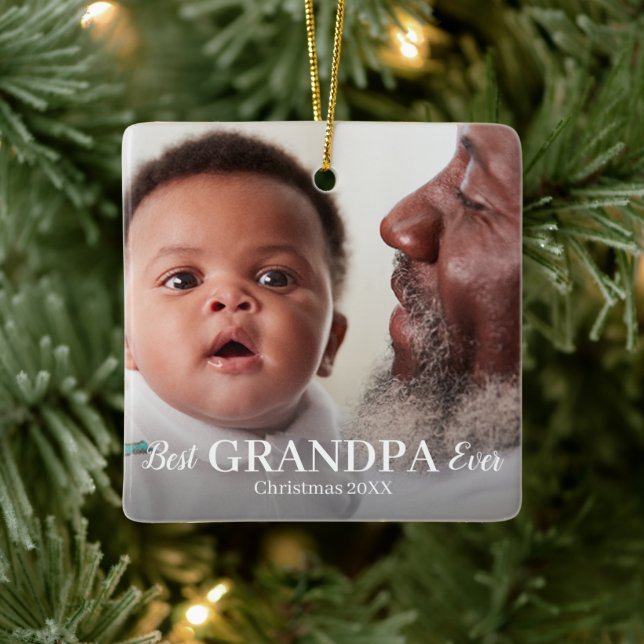 Meilleur GRANDPA Jamais Photo Ornement en céramiqu (Arbre)