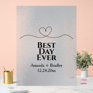 Meilleur Jour Jamais Effet de Verre Coeur Mariage 