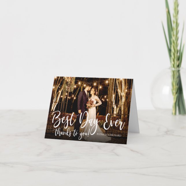 Meilleur Jour Jamais Élégant Mariage Photo Merci (Devant)