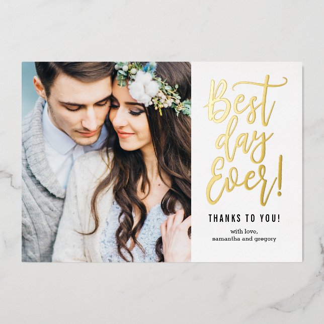 Meilleur Jour jamais VRAI FOILE Carte de remerciem (Recto)