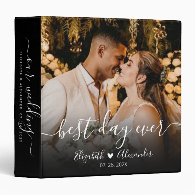 Meilleur Jour Script Mariage Photo Album Classeur (Devant/Côté)