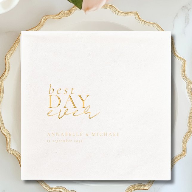Meilleur Mariage Jour jamais Foil (Best Day Ever Foil Wedding Foil Napkins)