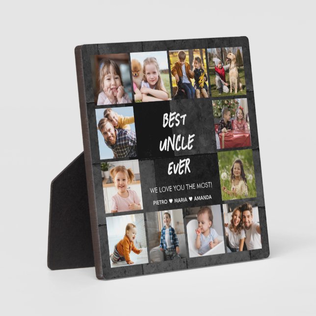 Meilleur Oncle Ever 12 Photo Collage Plaque (Recto)