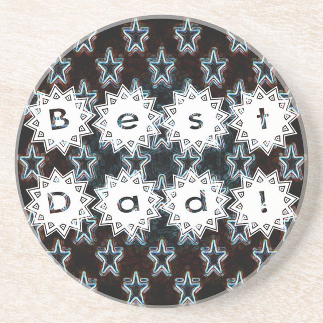 Meilleur papa avec le Dessous de verre Neon Stars (Devant)