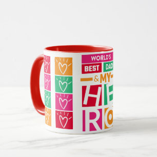 Meilleur Papa Coeur et Héros de café Mug