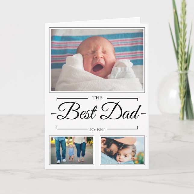 Meilleur Papa Collage de Photos Carte de Vœux Fête (Devant)