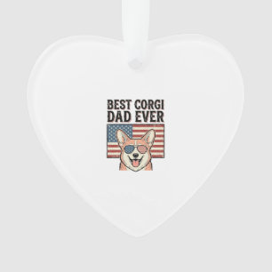 Meilleur Papa Corgi Patriote Vintage T-Shirt Chien