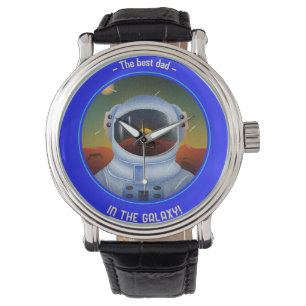 Meilleur papa dans la Galaxie Montre en Cuir Vinta