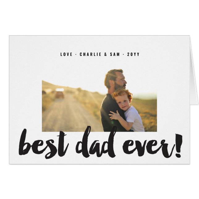 Meilleur Papa du Monde Carte Photo Écriture Pincea (Devant horizontal)