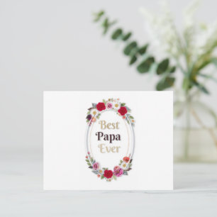 Meilleur Papa du Monde Carte Postale Florale - Cad