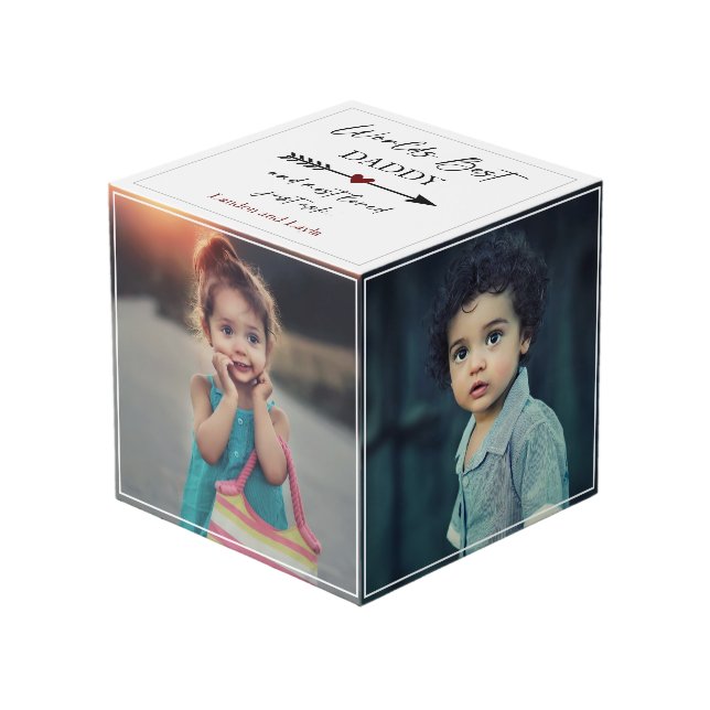 Meilleur papa du monde et le plus aimé Cube cadeau (Angle devant)