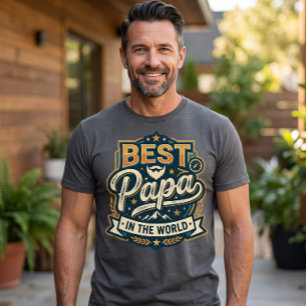 Meilleur Papa Du Monde T-Shirt - Montagne Moderne 