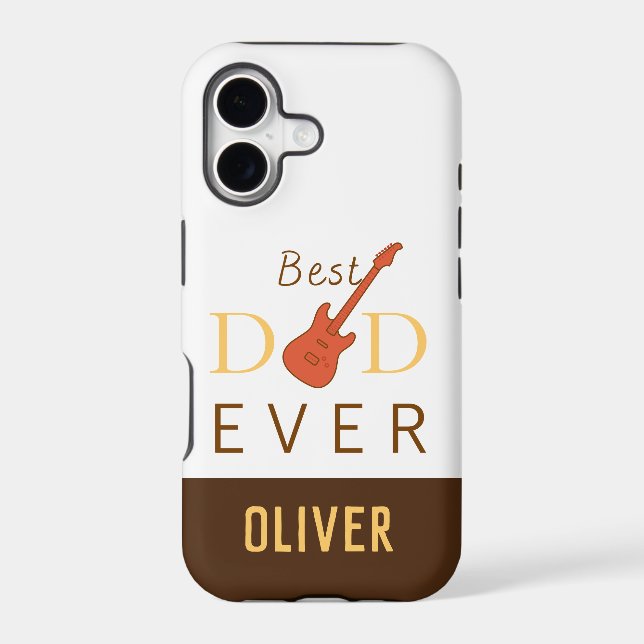 Meilleur Papa Jamais Musique Guitare Nom moderne F (Verso)