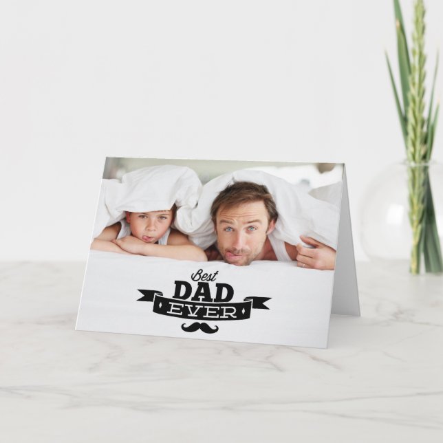 Meilleur papa Jamais Mustache Carte photo de Fête  (Devant)