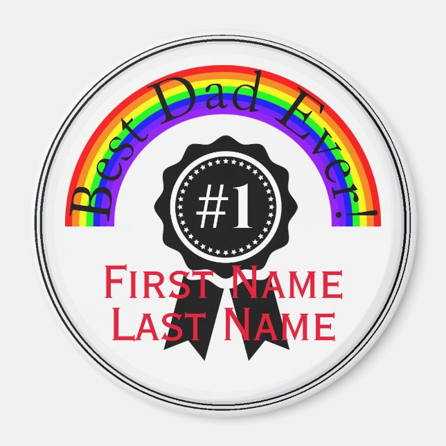 Meilleur papa jamais Rainbow Magnet HAMbWG (Devant)