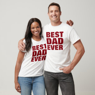 Meilleur Papa Jamais T-Shirt - Blanc Rouge Tee Per