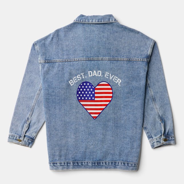Meilleur papa jamais Usa Drapeau Coeur Américain P (Verso)