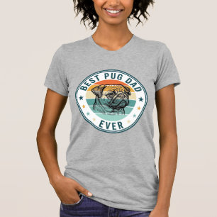 Meilleur Papa Pug Ever Vintage Gravure T-Shirt Chi