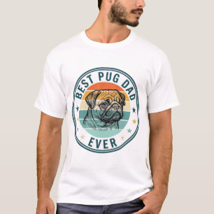 Meilleur papa Pug Ever Vintage Gravure T-shirt pou