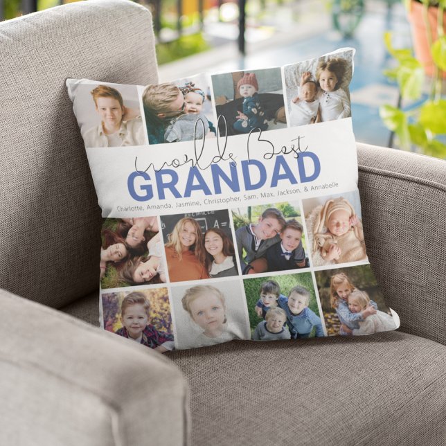 Meilleur Papi du Monde | Coussin de Lancer Collage (Créateur téléchargé)