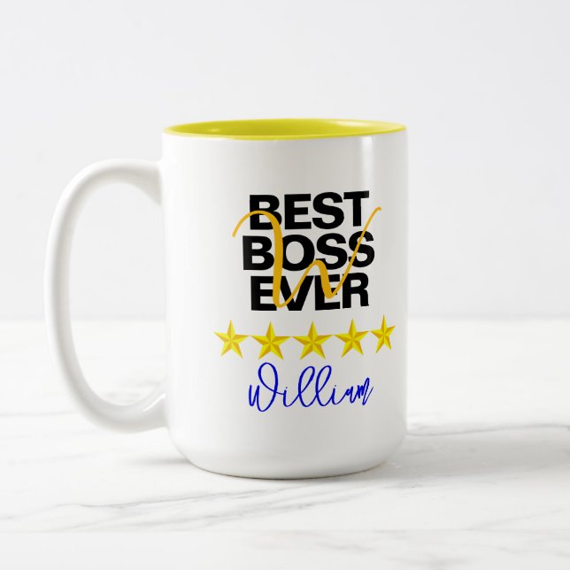 Meilleur Patron Jamais (Initiale du Nom) Mug de Ca (Gauche)