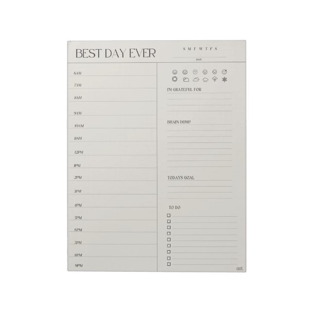 meilleur planificateur de jour, Bloc-notes de 11 p (Tourné)