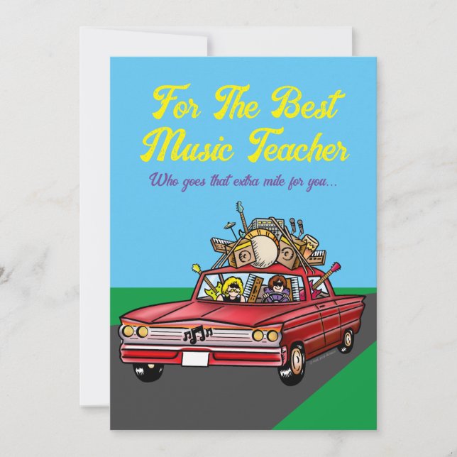 Meilleur professeur de musique, carte de vœux plat (Devant)
