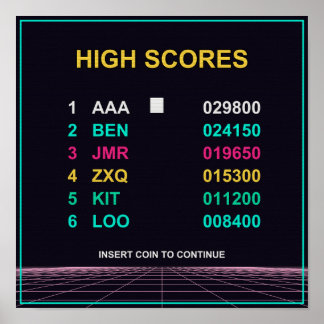 Meilleur Score - Affiche rétro arcade CRT