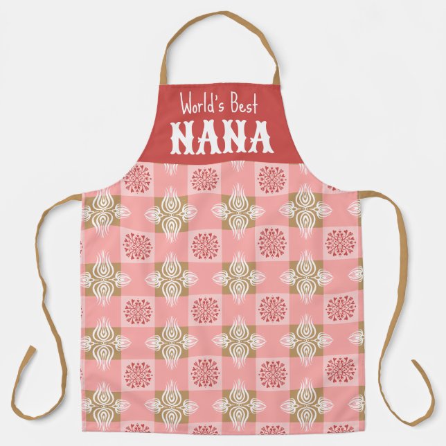 Meilleur tablier NANA du monde rouge Coeurs symétr (Recto)