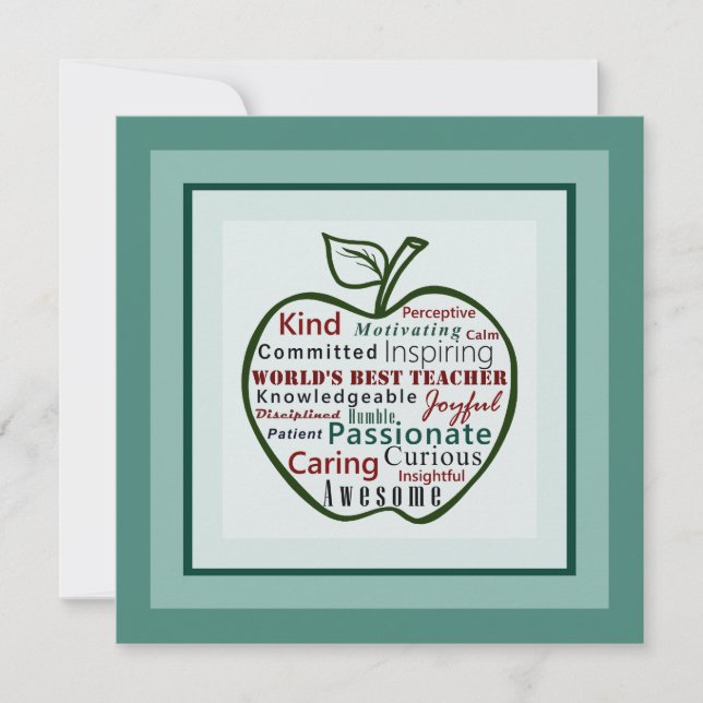 Meilleure carte de professeur au monde de pomme ve (Devant)