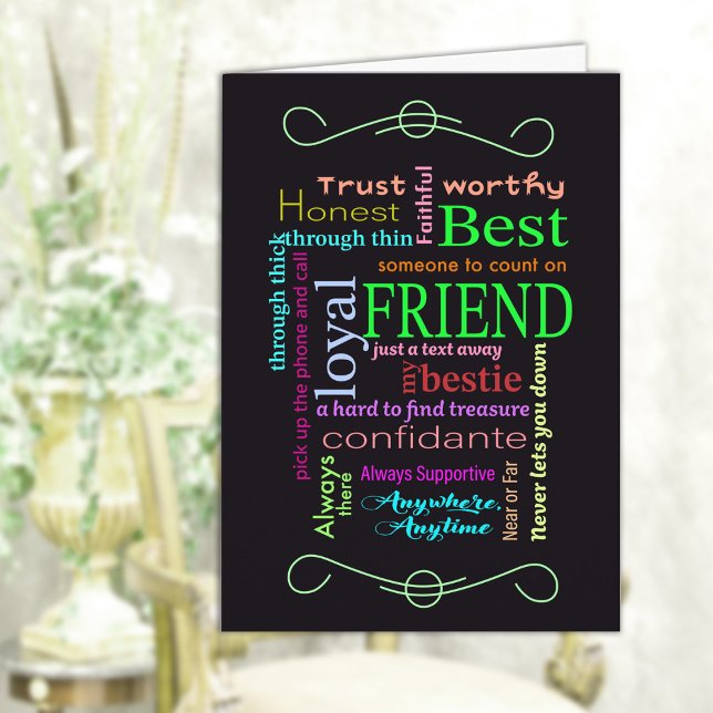 Meilleure carte de voeux Word Art Friend (Créateur téléchargé)