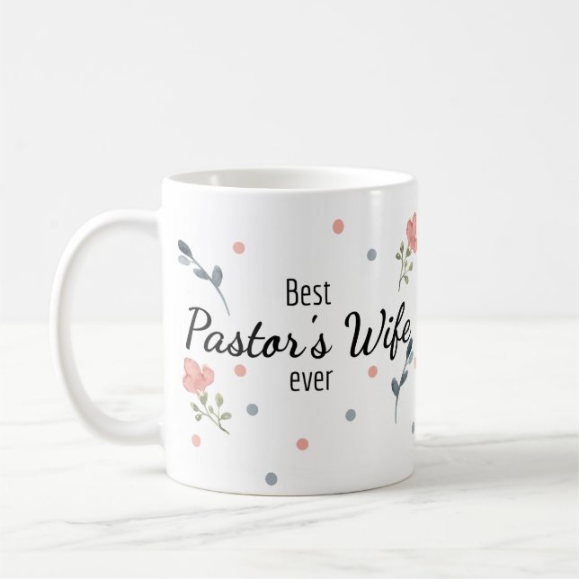 Meilleure femme de pasteur jamais florale Mug (Gauche)